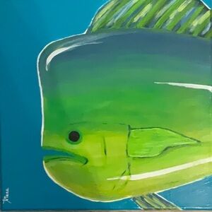 MAHI MAHI CUSTOM ACRYLIC PAINTING ON CANVAS 12” x 12”